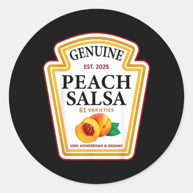 Sticker Rond Vrais Condiments de Groupe Drôles de Salsa de Pêch (Devant)