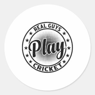 Sticker Rond Vrais mecs jouent au cricket - Joueur de cricket d