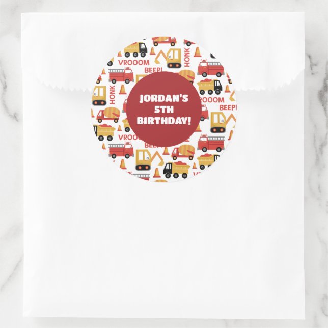 Sticker Rond Vroom Honk Beep ! Camions (Sac)