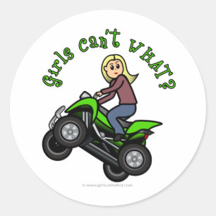 Sticker Rond VTT Blonde Woman Pilote à quatre roues