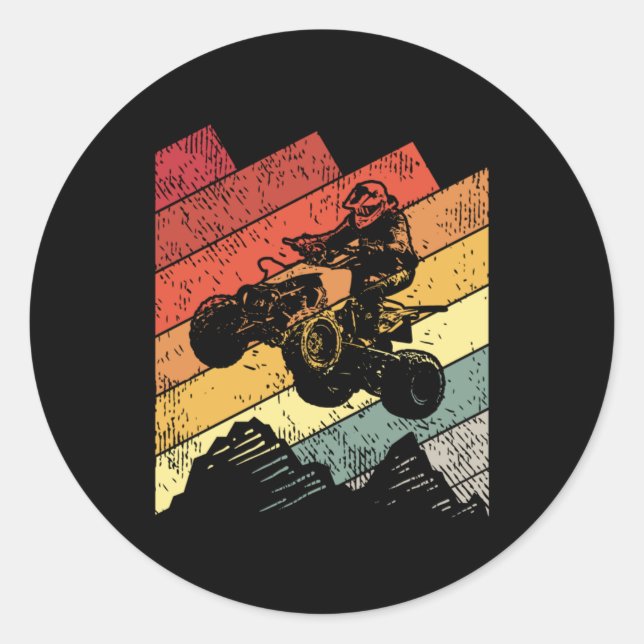 Sticker Rond VTT quatre roues vintage (Devant)