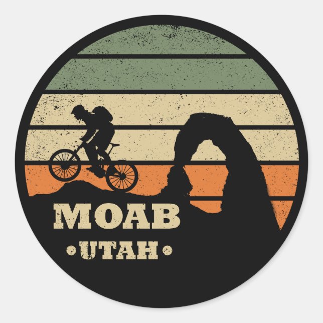 Sticker Rond VTT vintage Utah - Cyclisme à Moab (Devant)