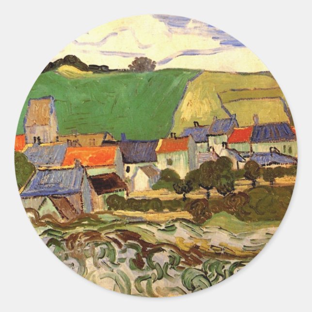Sticker Rond Vue d'Auvers Vincent van Gogh (Devant)