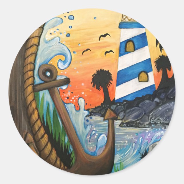 Sticker Rond Vue de la maison lumineuse (Devant)