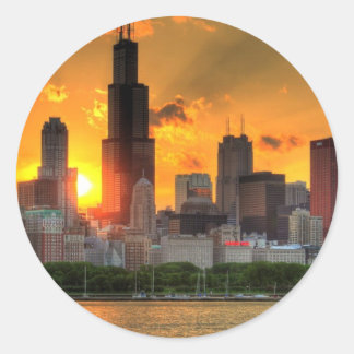 Sticker Rond Vue de l'horizon de Chicago depuis Adler