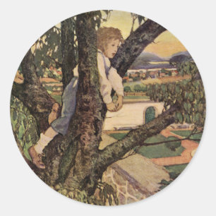 Sticker Rond Vue des arbres par Jessie Willcox Smith