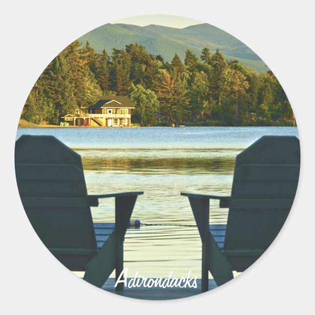 Sticker Rond Vue des chaises Adirondack dans les Adirondacks, N (Devant)
