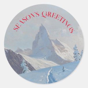 Sticker Rond Vue du Cervin, hiver