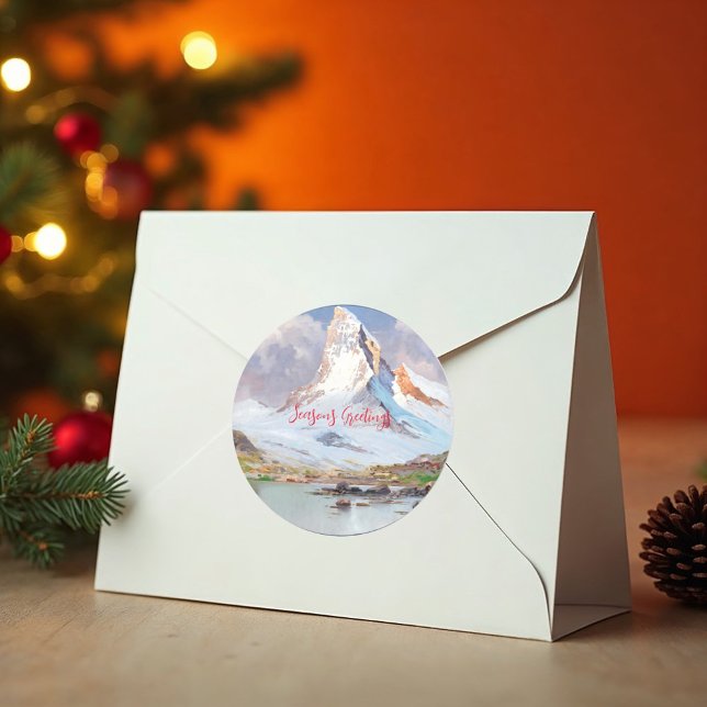 Sticker Rond Vue du Cervin, hiver (Créateur téléchargé)