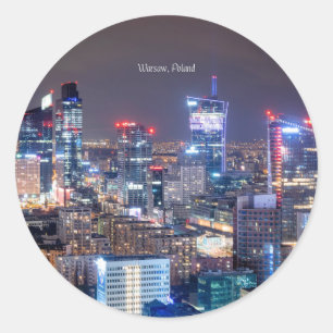 Sticker Rond Vue panoramique de Varsovie, Pologne