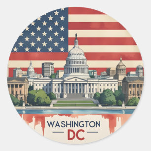 Sticker Rond Vue panoramique de Washington DC