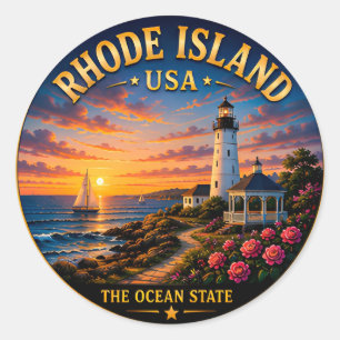 Sticker Rond Vues des manoirs de Newport, Rhode Island 🟡