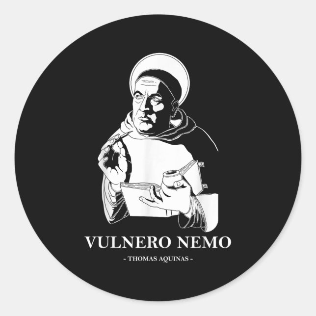 Sticker Rond Vulnero Nemo Catholique Saint Thomas d'Aquin Citat (Devant)