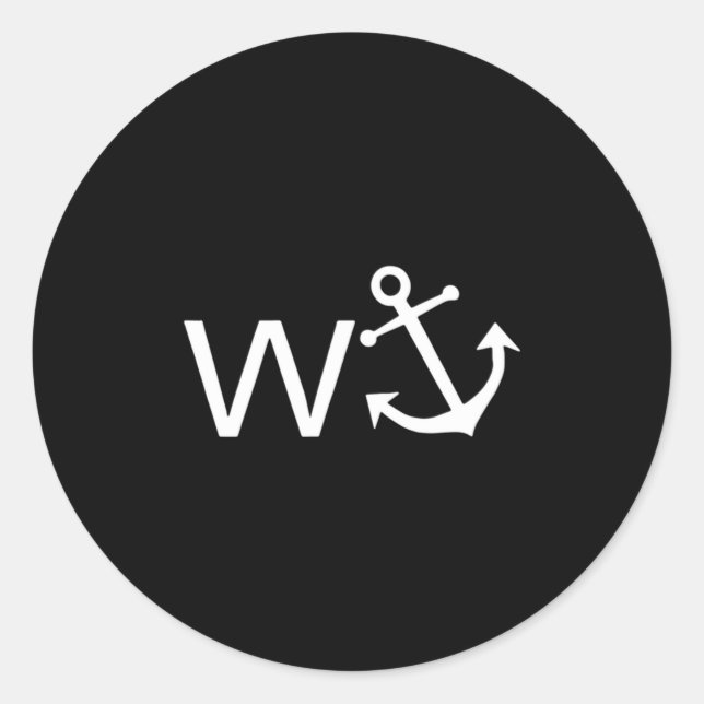 Sticker Rond W Anchor Funny Wanker Jerk Funny Slang  (Devant)