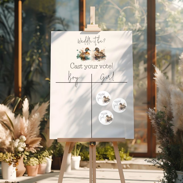 Sticker Rond Waddle It Be Duck Gender Reveal Team Girl Voting (Créateur téléchargé)