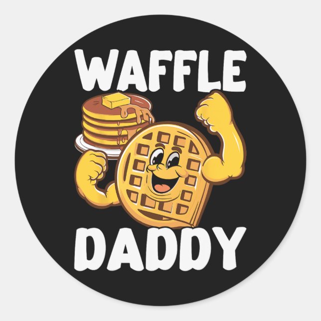 Sticker Rond Waffle Daddy Nourriture Louveur gaufre Pères Whisp (Devant)