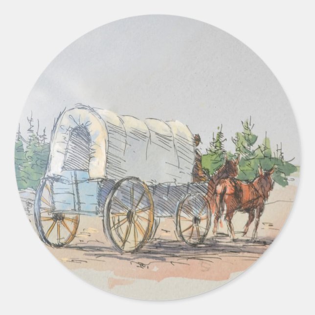 Sticker Rond WAGON COUVERT par SHARON SHARPE (Devant)