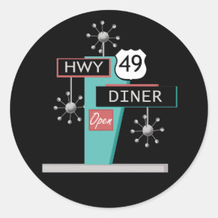 Sticker Rond Wagon-restaurant de HWY 49