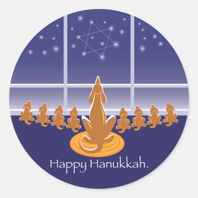 Sticker Rond WagsToWishes_Menorah Dogs (Devant)