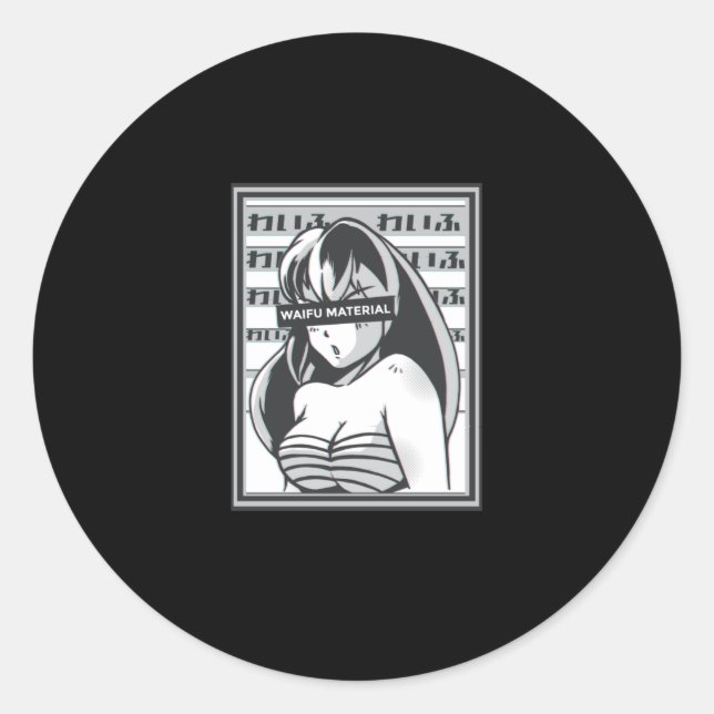 Sticker Rond Waifu, matériau anime (Devant)