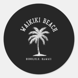 Sticker Rond Waikiki Beach Honolulu Hawaii Vintage Hawaii Isl