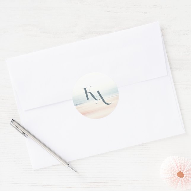Sticker Rond Wailea Mariage Monogram (Enveloppe)