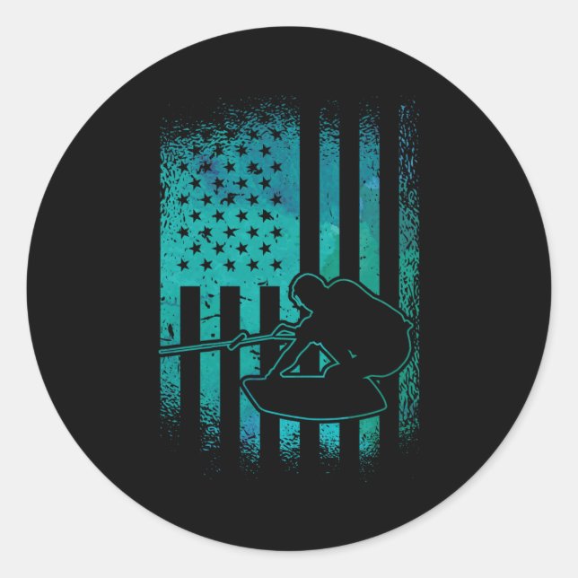 Sticker Rond Wakeboard American Flag Wakeboard Wakeboard (Devant)