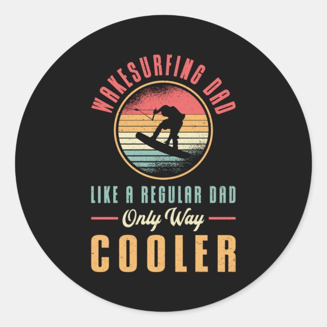 Sticker Rond Wakeboard Wakesurf Papa Wakeboard Wakeboard Wakebo (Devant)