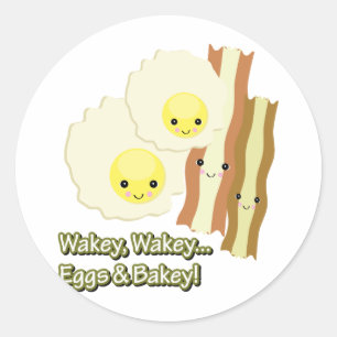 Sticker Rond wakey wakey oeufs n bakey
