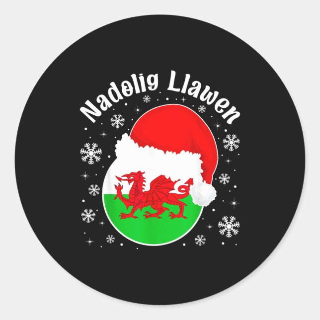 Sticker Rond Wales Christmas Welsh Christmas Greeting Nadolig L (Devant)