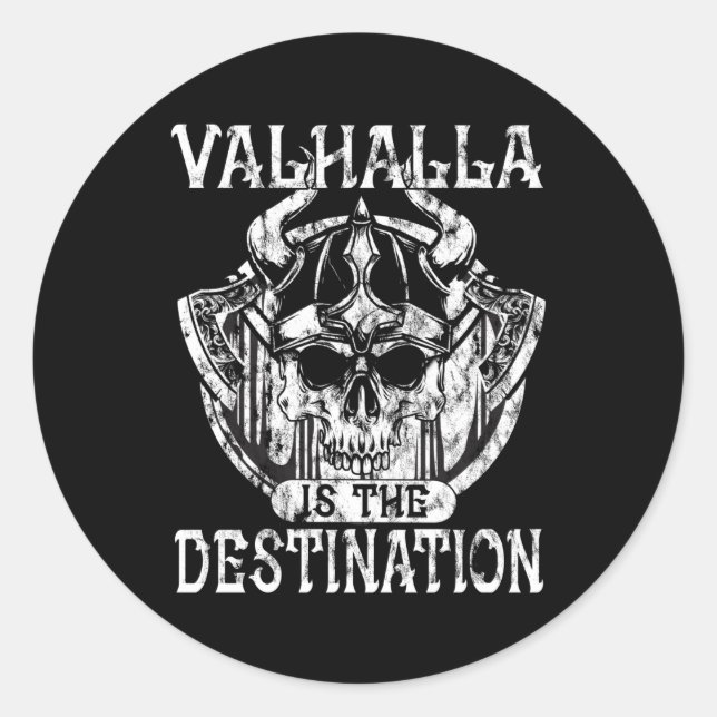 Sticker Rond Walhalla Est La Destination Nordique Viking (Devant)