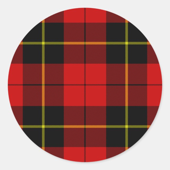 Sticker Rond Wallace tartan rouge noir plaid (Devant)