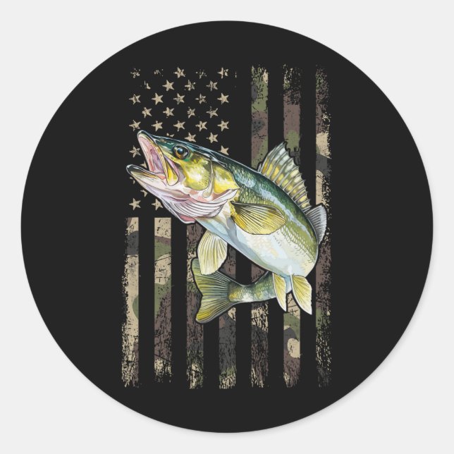 Sticker Rond Walleye Camo American Flag  (Devant)
