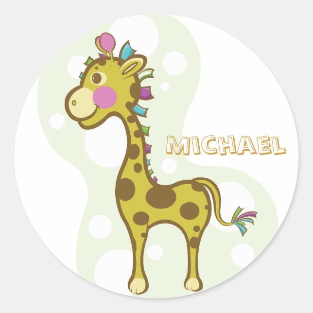 Sticker Rond Wally le personnage de la Giraffe (Devant)