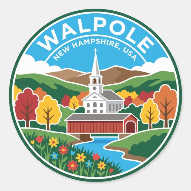 Sticker Rond Walpole États-Unis (Devant)