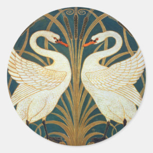Sticker Rond Walter Crane Swan