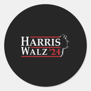 Sticker Rond Waltz 2024 Election Cat Lady Kamala Harris Tim Wal