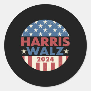 Sticker Rond Walz 2024 Kamala Harris 2024 Tim Walz 2024 Usa Fla