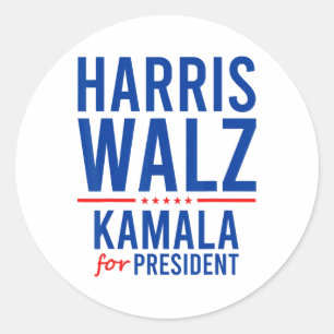 Sticker Rond Walz 2024 Kamala Harris Pour Le Président Tim Walz