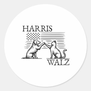 Sticker Rond Walz 2024 Président américain Drapeau Kamala Harri
