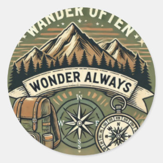 Sticker Rond Wander and Wonder