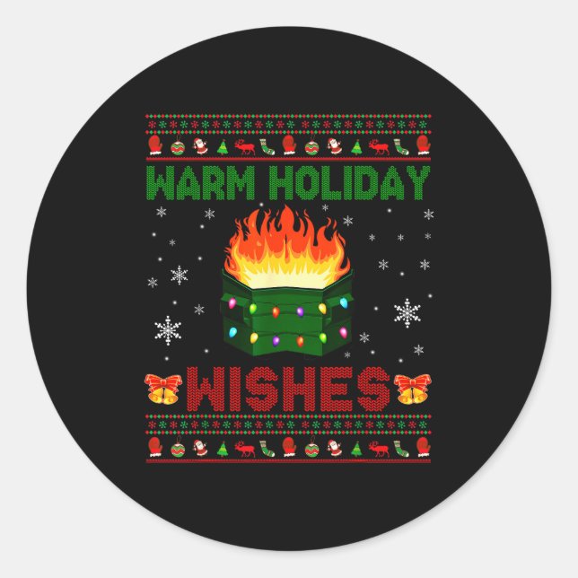 Sticker Rond Warm Holiday Wishes Christmas Lights Sweater Dumps (Devant)