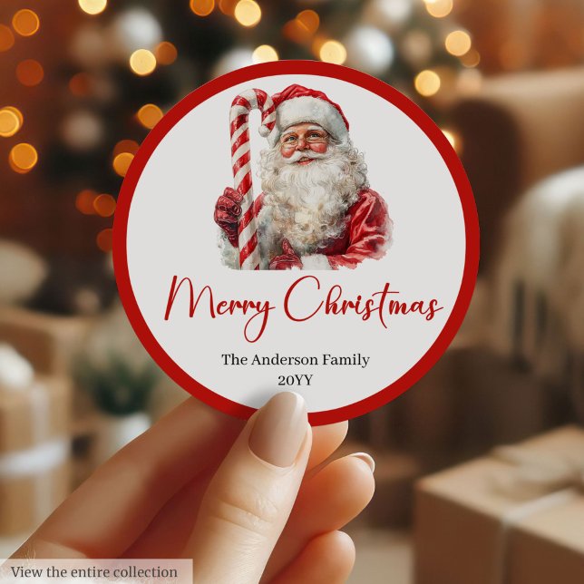 Sticker Rond Warmish Santa Claus Cozy Christmas Gift Label (Warmish Santa Claus Cozy Christmas Gift Label)