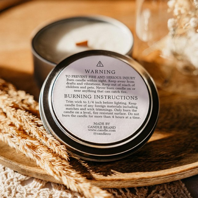 Sticker Rond Warning Burning Instructions Candle Label (Créateur téléchargé)