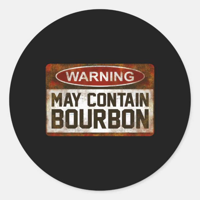 Sticker Rond Warning May Contain Bourbon (Devant)