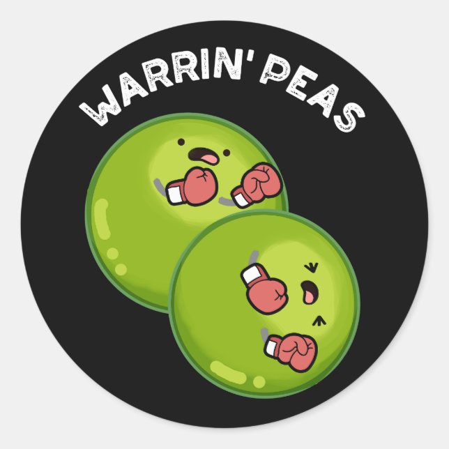 Sticker Rond Warrin Peace Funny Pea Pun Dark BG (Devant)