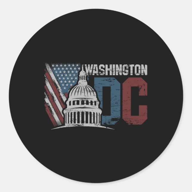 Sticker Rond Washington Dc Capitol Hill Usa Drapeau Souvenir De (Devant)