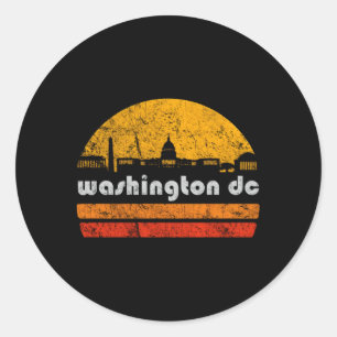 Sticker Rond Washington Dc City Skyline Patiné