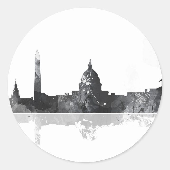 STICKER ROND WASHINGTON DC SKYLINE (Devant)