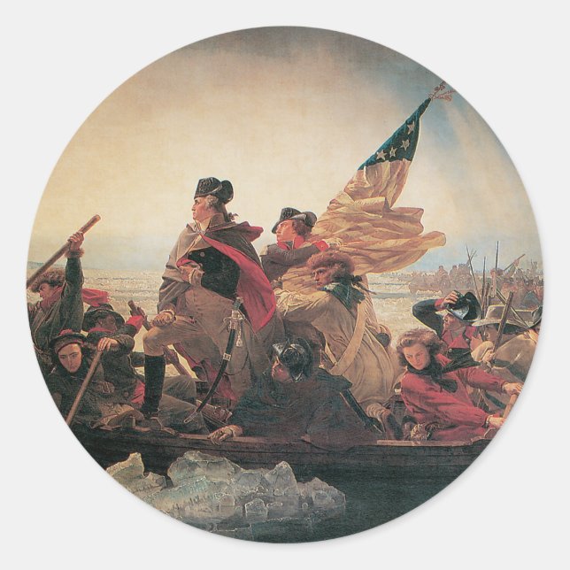 Sticker Rond Washington traversant le Delaware par Emanuel Leut (Devant)